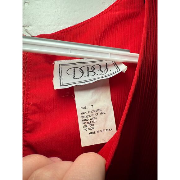 DBY vintage red button bow dress‎ womens 7 90s retro grandma granny grandmacore - Picture 2 of 6